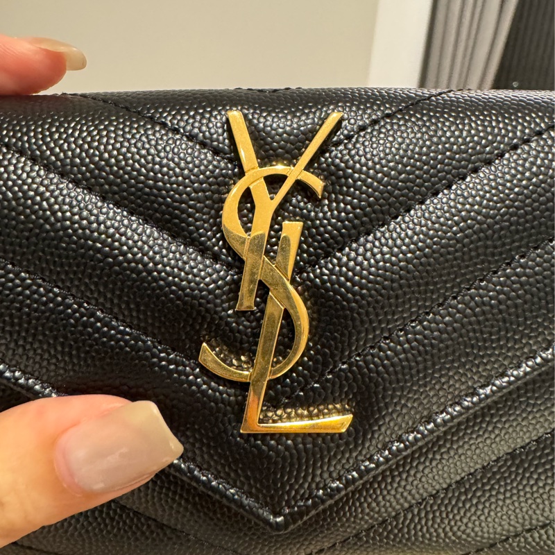 YSL 魚子醬黑金信封單層卡包(全新正品)-5