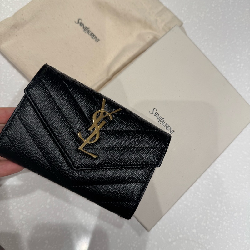 YSL 魚子醬黑金信封單層卡包(全新正品)-6
