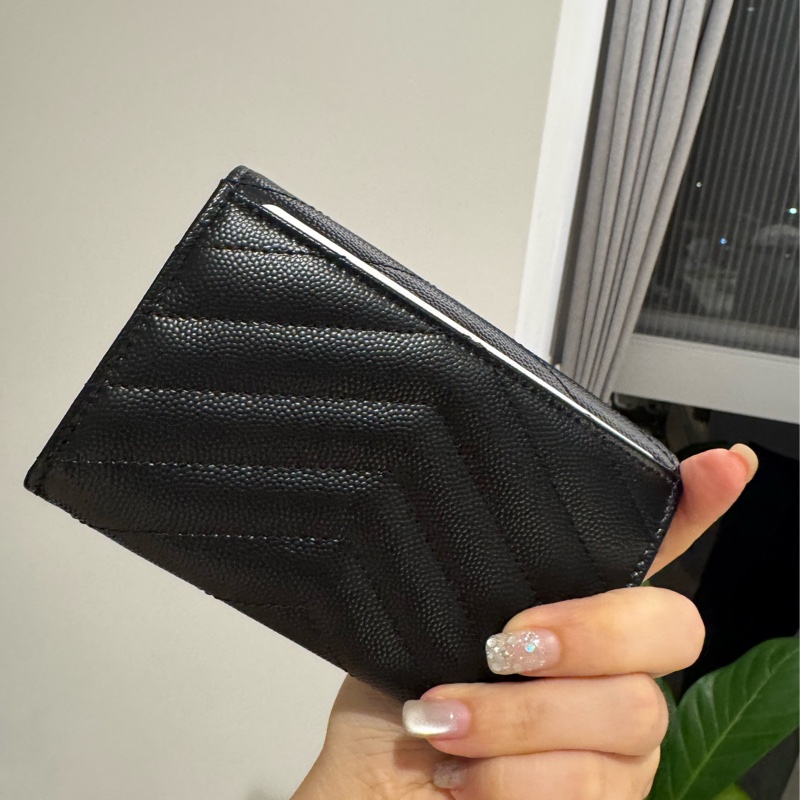 YSL 魚子醬黑金信封單層卡包(全新正品)-8