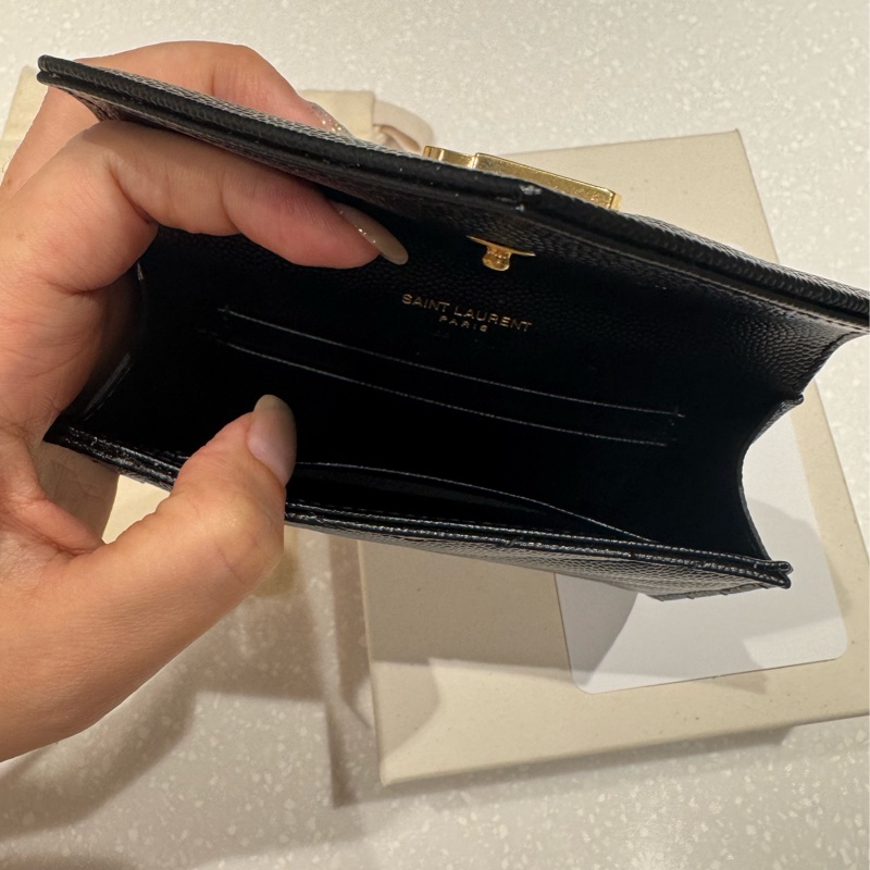 YSL 魚子醬黑金信封單層卡包(全新正品)-9