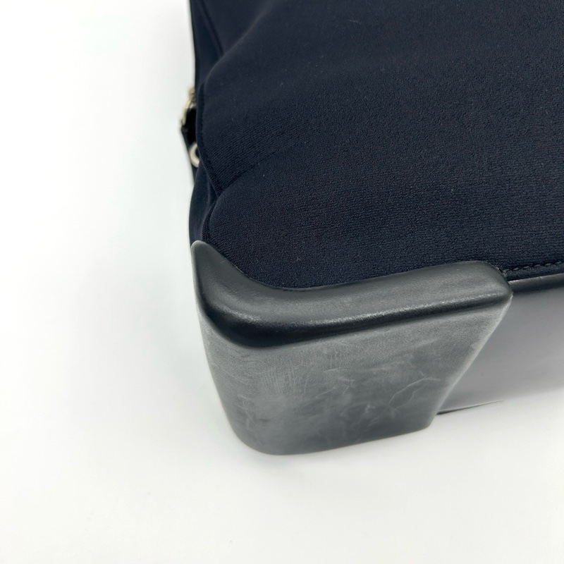 「JL精品代購」9新 Prada棉拼皮黑銀大托特包-7