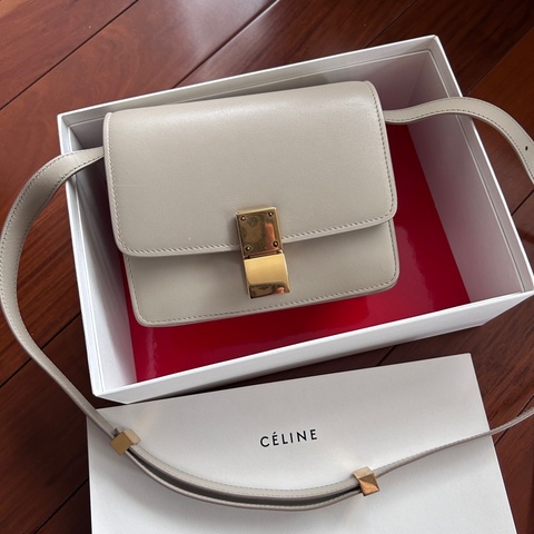 old Céline mini classic box皮 超美米灰色 9成新