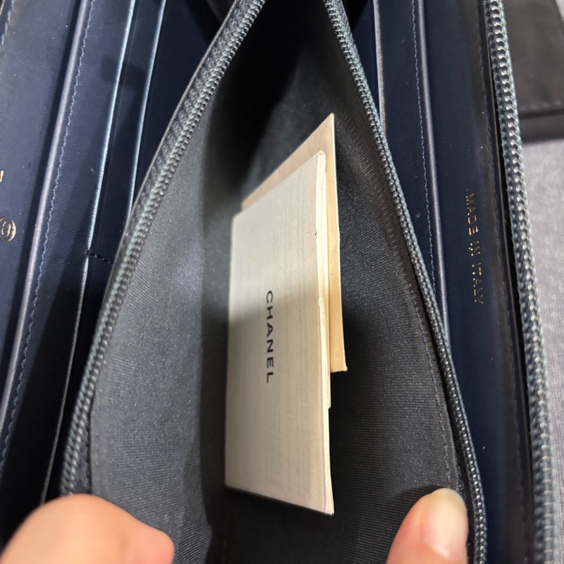 Chanel黑金荔枝牛皮菱格紋長夾錢包👛-12