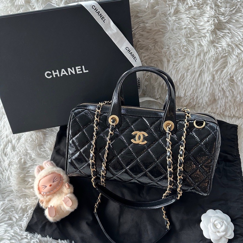 香奈兒 Chanel 25A 保齡球包 大號 油蠟皮 牛皮 單肩 手提-0