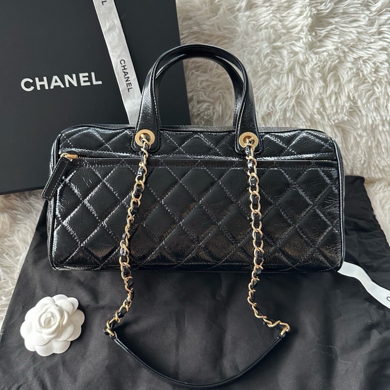 香奈兒 Chanel 25A 保齡球包 大號 油蠟皮 牛皮 單肩 手提-2