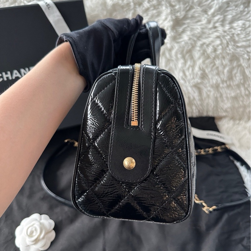 香奈兒 Chanel 25A 保齡球包 大號 油蠟皮 牛皮 單肩 手提-3