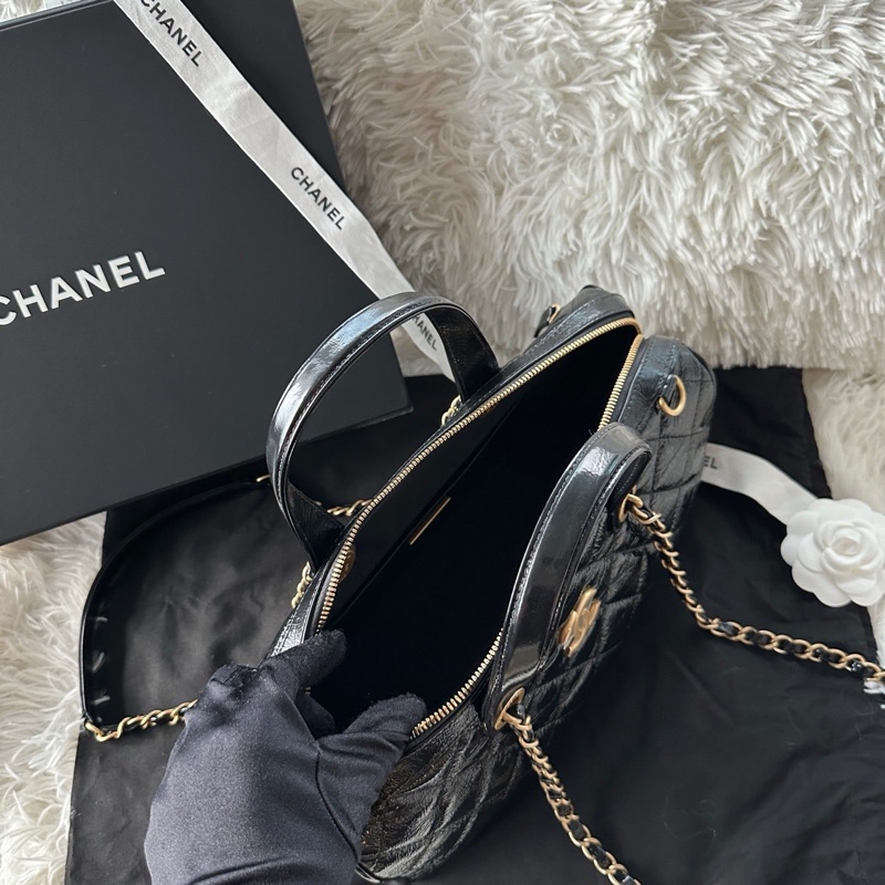 香奈兒 Chanel 25A 保齡球包 大號 油蠟皮 牛皮 單肩 手提-4