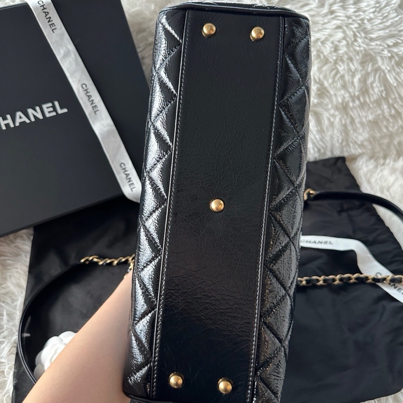 香奈兒 Chanel 25A 保齡球包 大號 油蠟皮 牛皮 單肩 手提-5