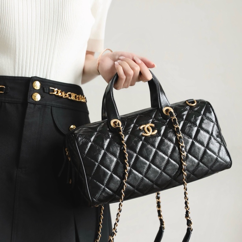 香奈兒 Chanel 25A 保齡球包 大號 油蠟皮 牛皮 單肩 手提-6