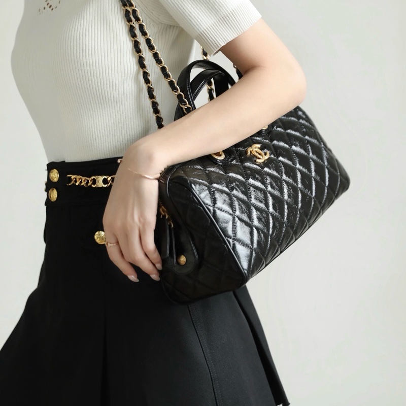 香奈兒 Chanel 25A 保齡球包 大號 油蠟皮 牛皮 單肩 手提-8