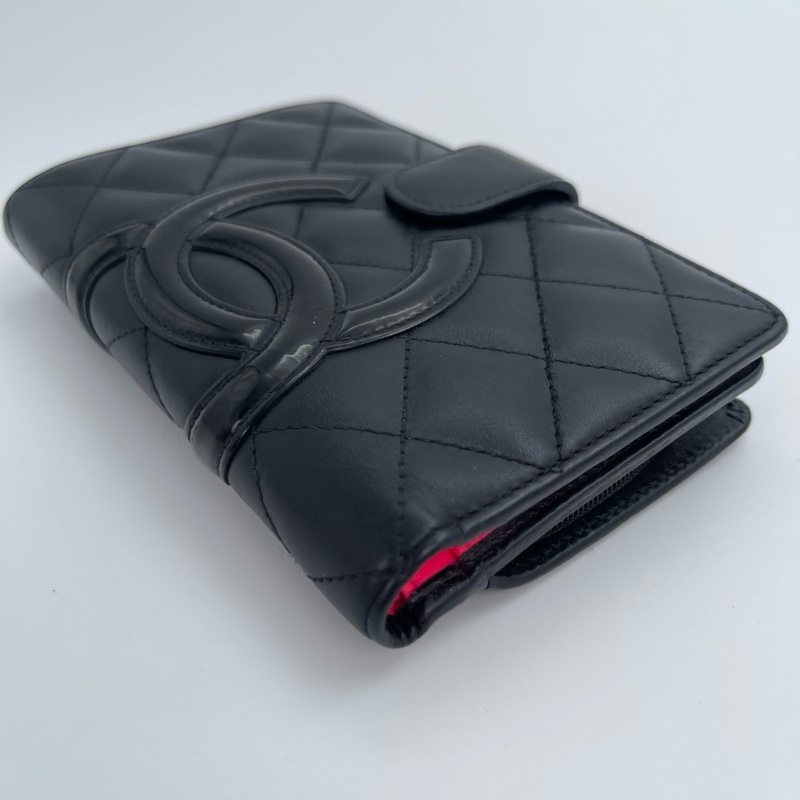 「JL精品代購」香奈兒全黑康鵬卡扣二折中夾-2