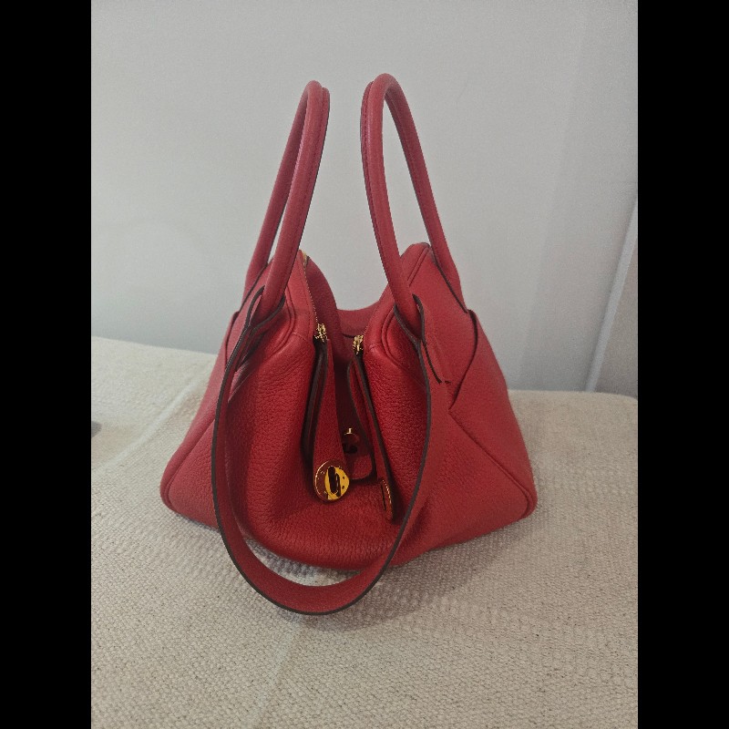 Hermes Lindy 愛馬仕 紅 金釦 Lindy26 Lindy 26-56