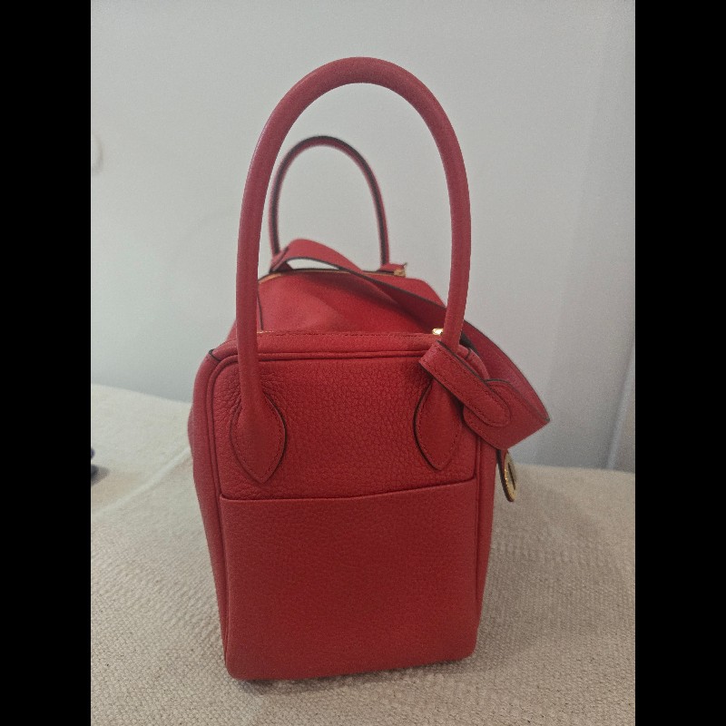 Hermes Lindy 愛馬仕 紅 金釦 Lindy26 Lindy 26-58