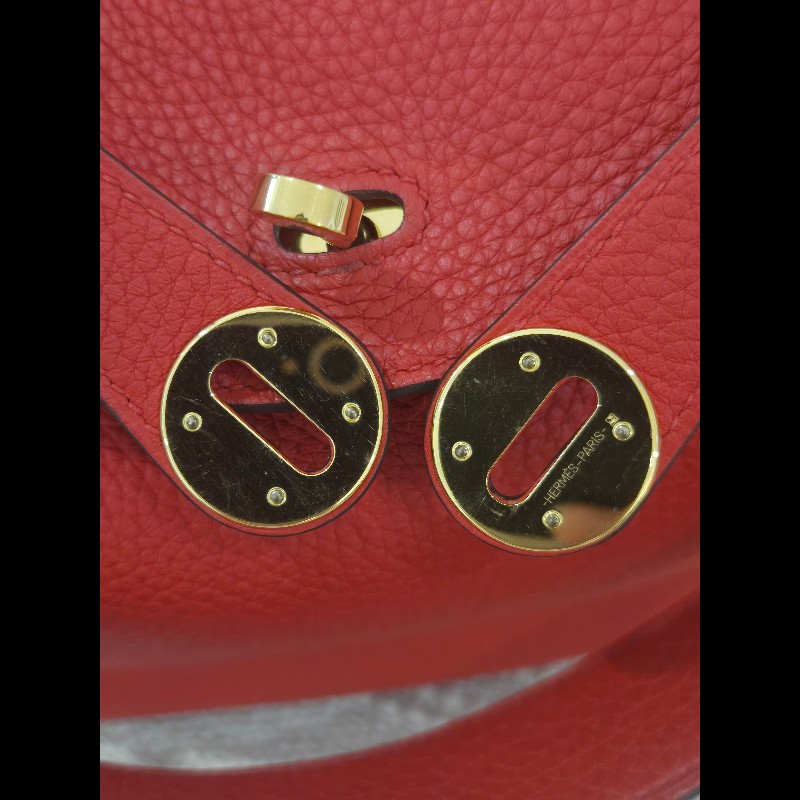 Hermes Lindy 愛馬仕 紅 金釦 Lindy26 Lindy 26-75