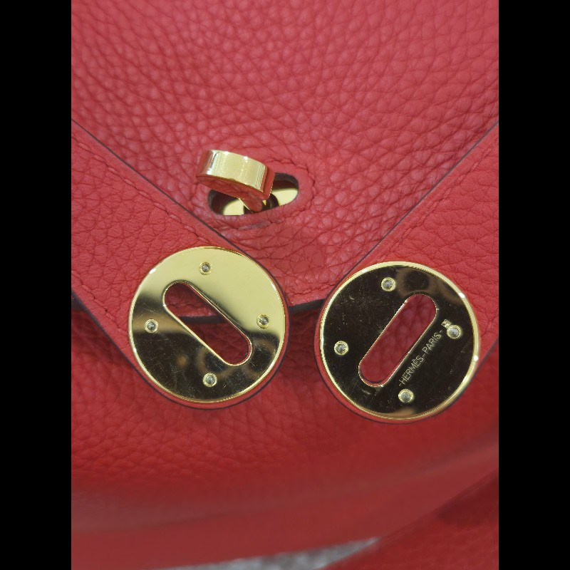 Hermes Lindy 愛馬仕 紅 金釦 Lindy26 Lindy 26-76