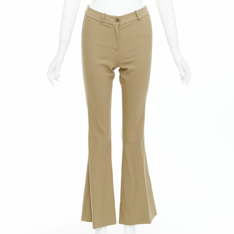 MICHAEL KORS Collection khaki wool blend flared pants US0 XS-0