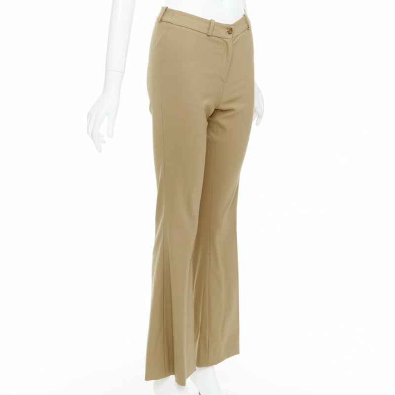 MICHAEL KORS Collection khaki wool blend flared pants US0 XS-2