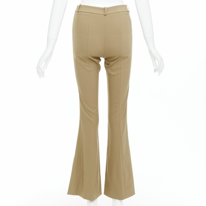 MICHAEL KORS Collection khaki wool blend flared pants US0 XS-4