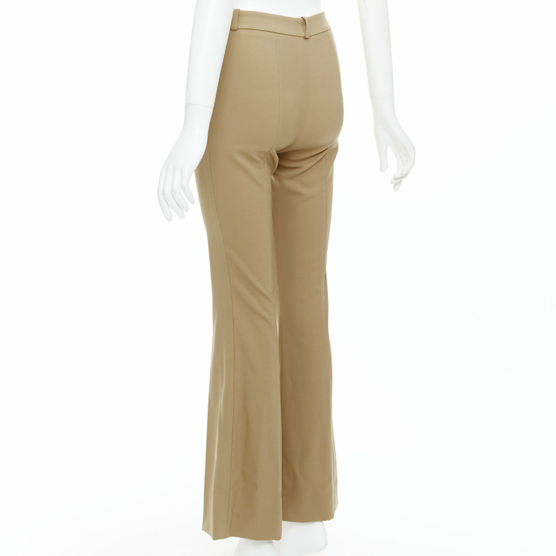 MICHAEL KORS Collection khaki wool blend flared pants US0 XS-5