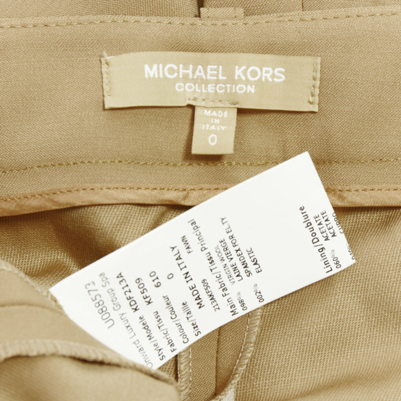 MICHAEL KORS Collection khaki wool blend flared pants US0 XS-7