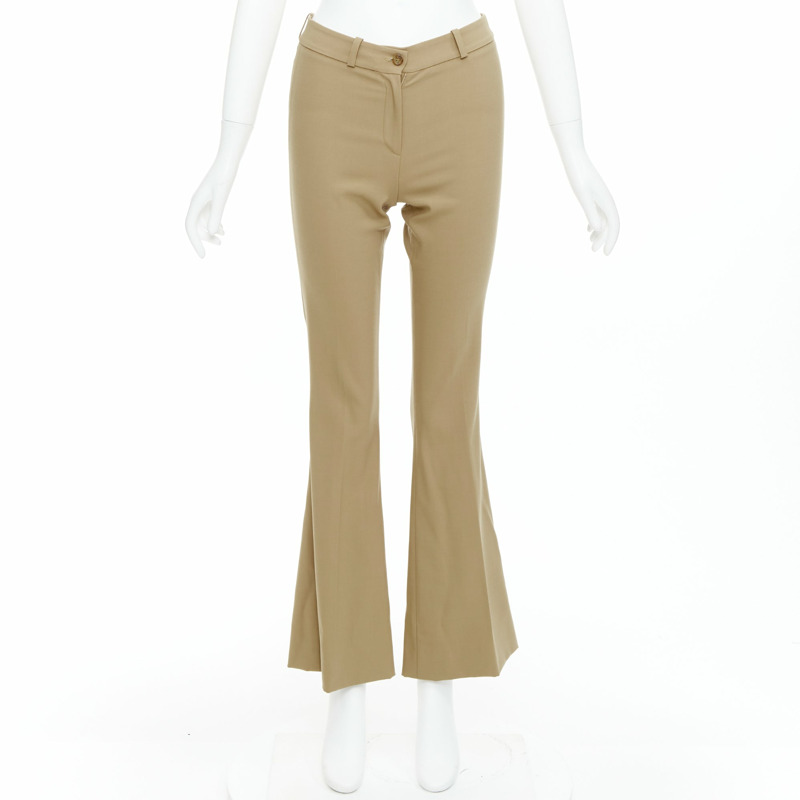 MICHAEL KORS Collection khaki wool blend flared pants US0 XS-8