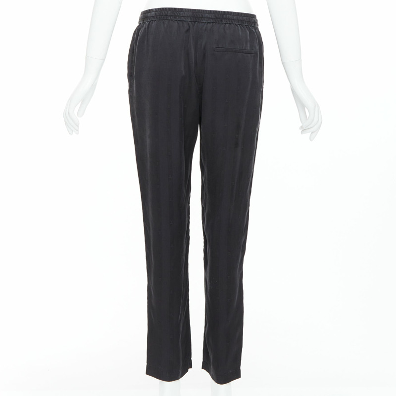 ALEXANDER WANG T black 100% washed silk T logo pajama pants XS-4