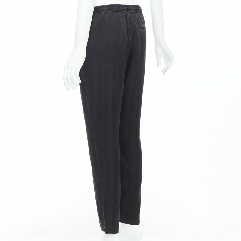 ALEXANDER WANG T black 100% washed silk T logo pajama pants XS-5