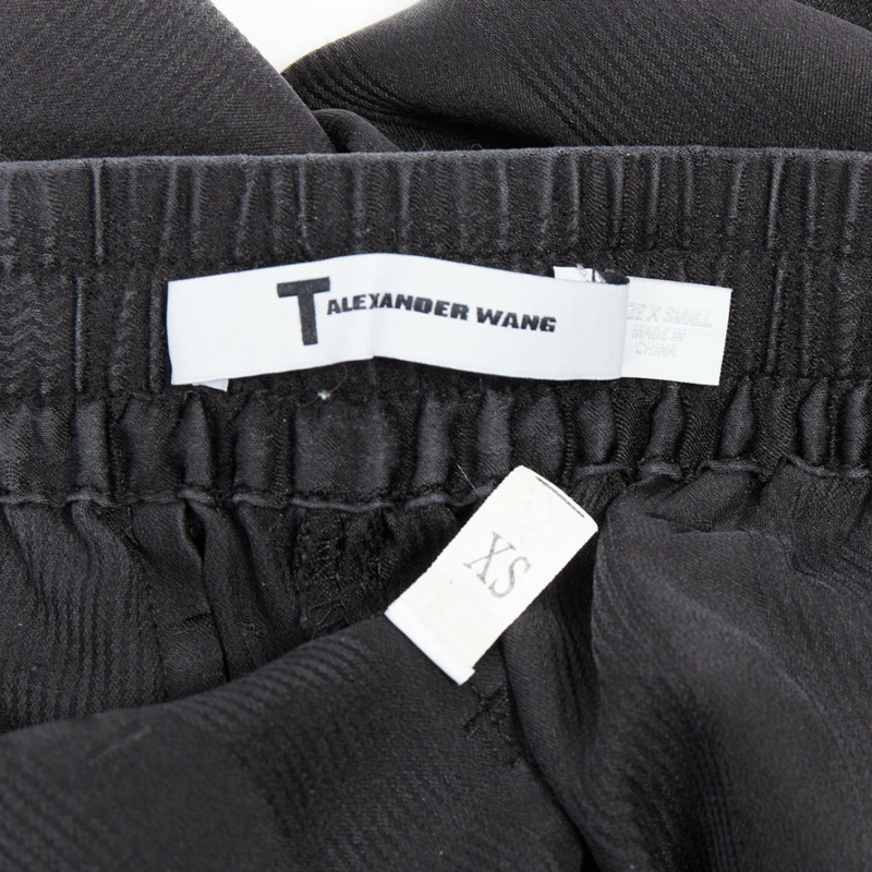 ALEXANDER WANG T black 100% washed silk T logo pajama pants XS-7