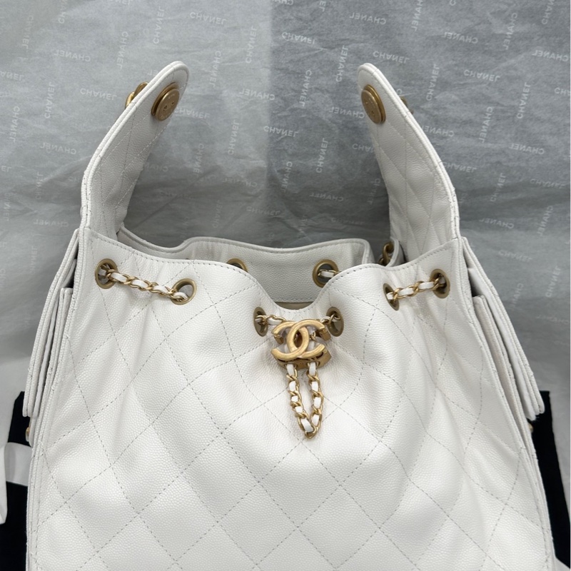 香奈兒 Chanel 25s 25bag 腋下 hobo 小號白色金扣荔枝紋牛皮-0