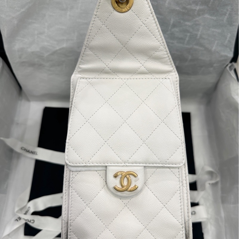 香奈兒 Chanel 25s 25bag 腋下 hobo 小號白色金扣荔枝紋牛皮-3