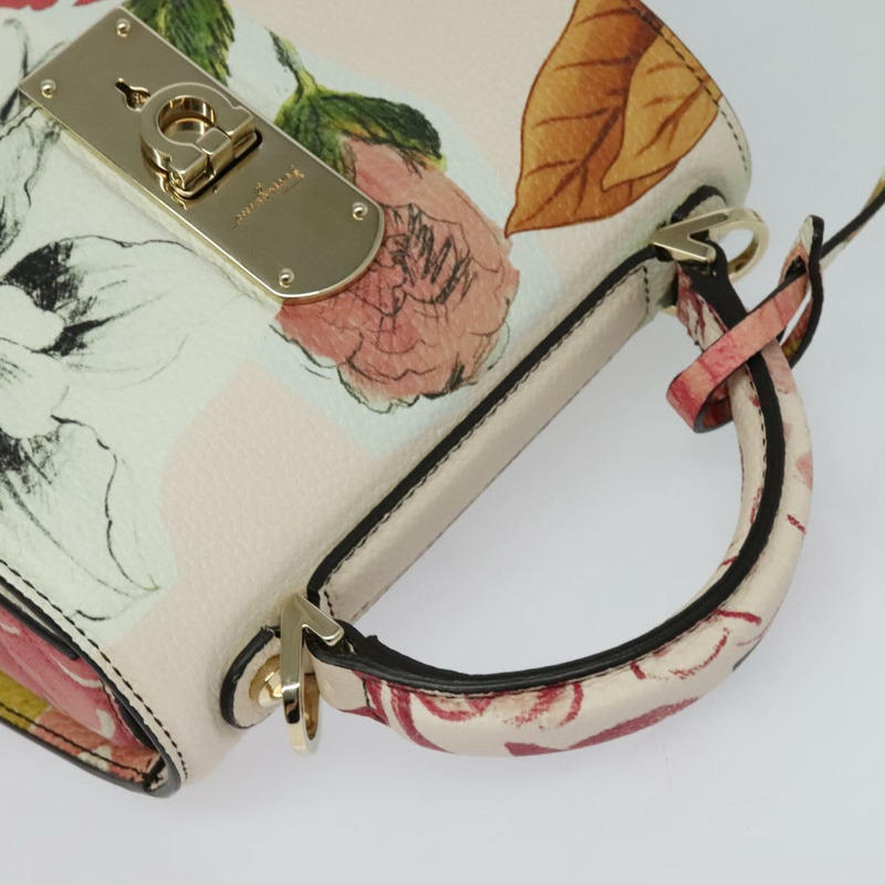 【日本直送】Salvatore Ferragamo Gancini 鏈條手提包 皮革 2 向 粉紅金 正品 131645M-5