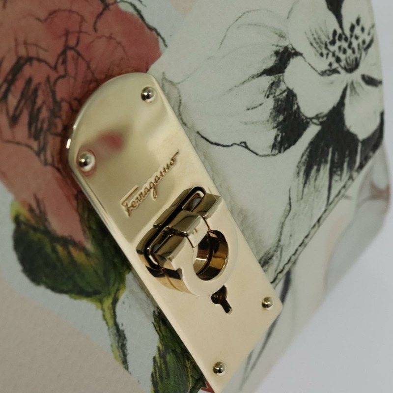 【日本直送】Salvatore Ferragamo Gancini 鏈條手提包 皮革 2 向 粉紅金 正品 131645M-13