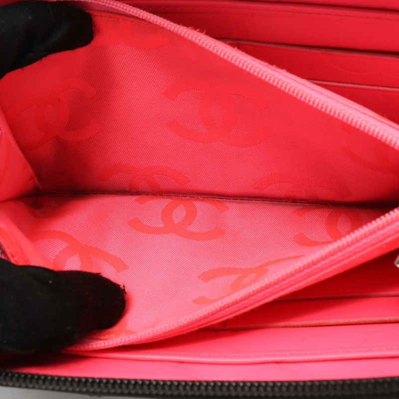 香奈兒 Cambon 系列長版皮夾 A50078 黑色漆皮二手女士 CC Coco-4