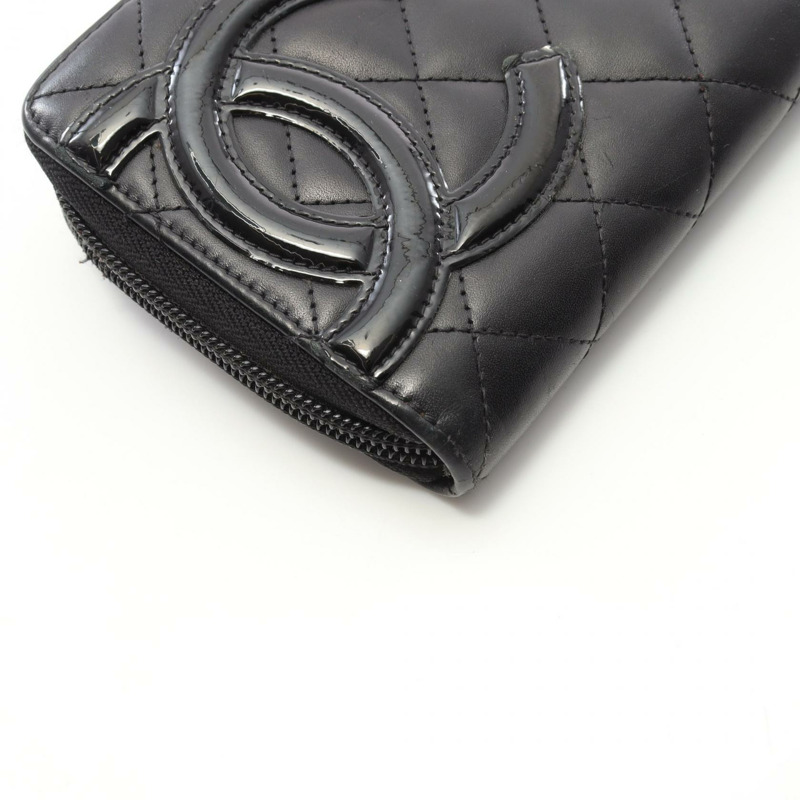 香奈兒 Cambon 系列長版皮夾 A50078 黑色漆皮二手女士 CC Coco-7