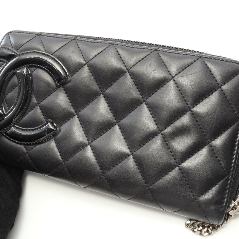 香奈兒 Cambon 系列長版皮夾 A50078 黑色漆皮二手女士 CC Coco-8