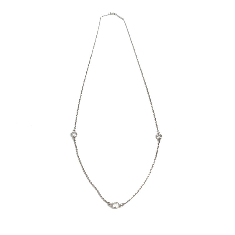 △ Tiffany & Co. 蒂芙尼 PT950 Elsa Peretti Diamonds by the Yard 3 Pendants Necklace 2.78g PT950鉑金鑽石頸鏈 - 257011670-2