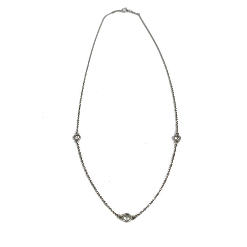 △ Tiffany & Co. 蒂芙尼 PT950 Elsa Peretti Diamonds by the Yard 3 Pendants Necklace 2.78g PT950鉑金鑽石頸鏈 - 257011670-3
