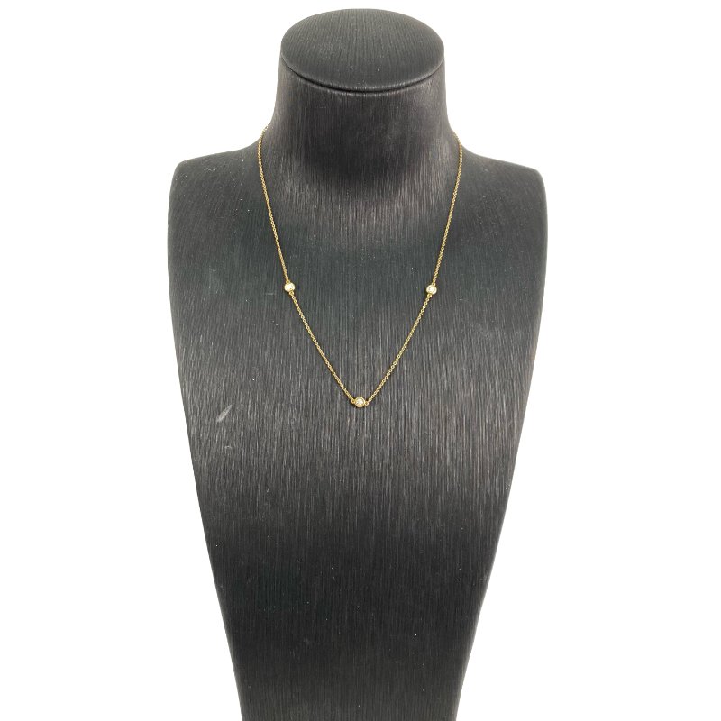 △ Tiffany & Co. 蒂芙尼 18K Yellow Gold Elsa Peretti Diamonds by the Yard 3 Pendants Necklace 2.81g 18K黃金鑽石頸鏈 - 257011671-1