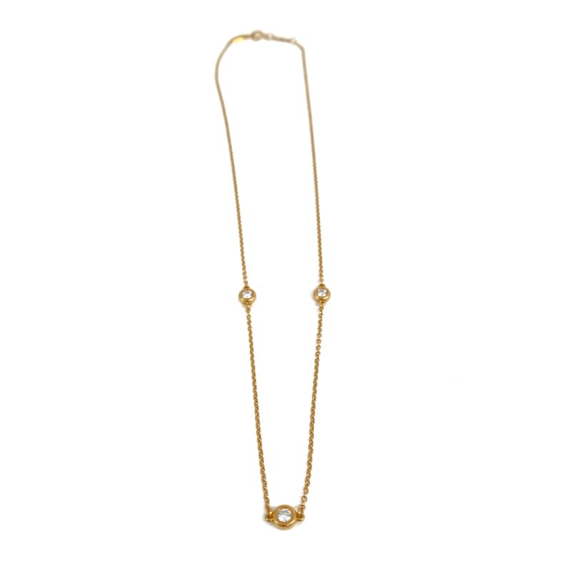 △ Tiffany & Co. 蒂芙尼 18K Yellow Gold Elsa Peretti Diamonds by the Yard 3 Pendants Necklace 2.81g 18K黃金鑽石頸鏈 - 257011671-2