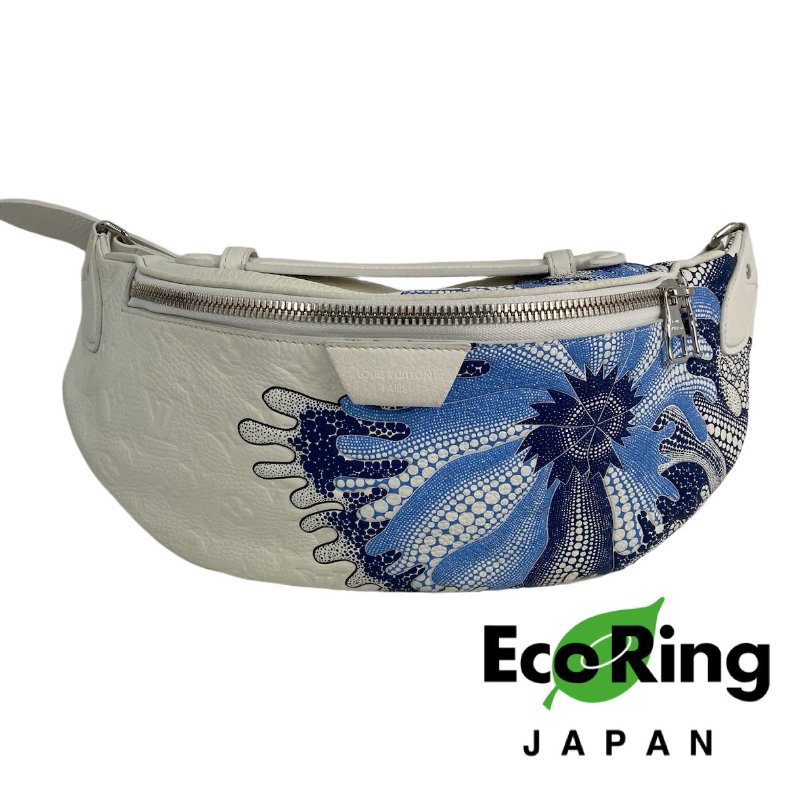 △ Louis Vuitton 路易威登 White Calfskin Monogram LV x YK Maxi Bum Bag M21680 白色小牛皮經典老花草間彌生聯名護心袋 - 257014599-0