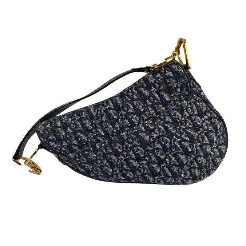 △ Christian Dior 迪奧 Navy Canvas Saddle Hand Bag 深藍色帆布手袋 - 257014542-2
