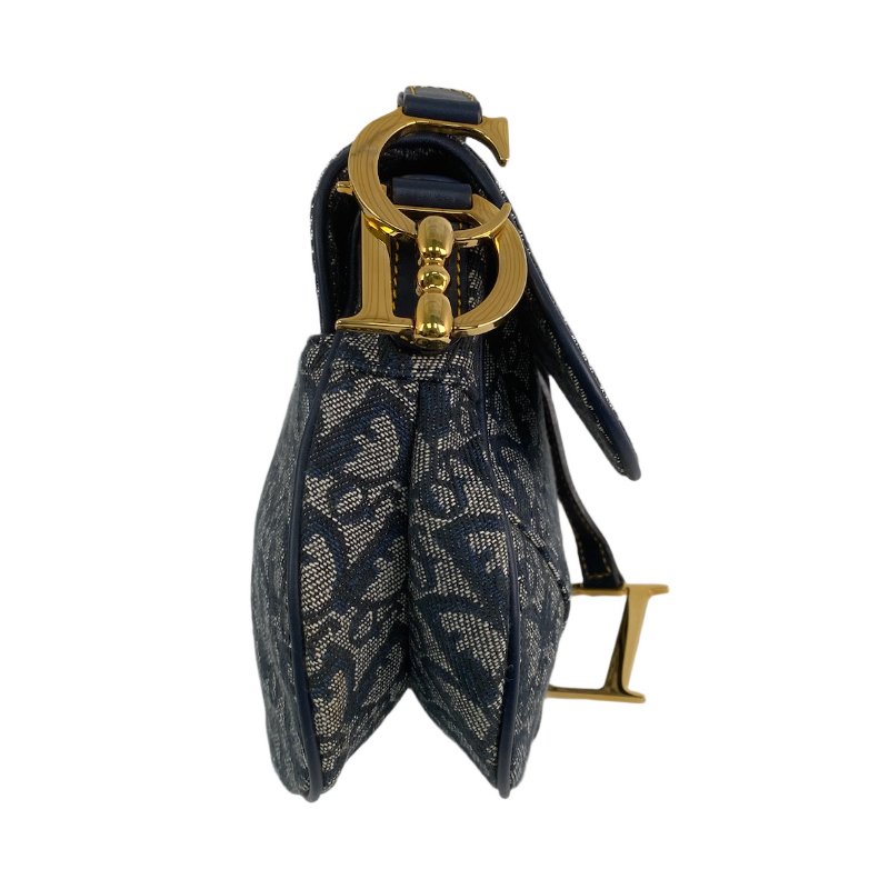 △ Christian Dior 迪奧 Navy Canvas Saddle Hand Bag 深藍色帆布手袋 - 257014542-3