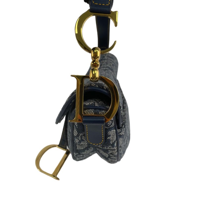 △ Christian Dior 迪奧 Navy Canvas Saddle Hand Bag 深藍色帆布手袋 - 257014542-4