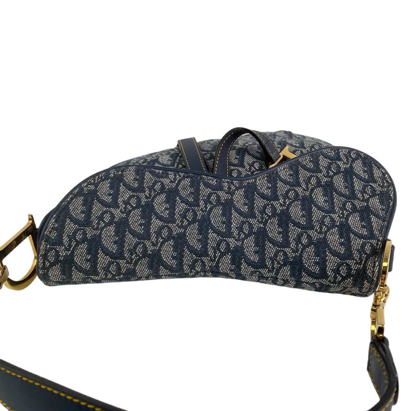 △ Christian Dior 迪奧 Navy Canvas Saddle Hand Bag 深藍色帆布手袋 - 257014542-6