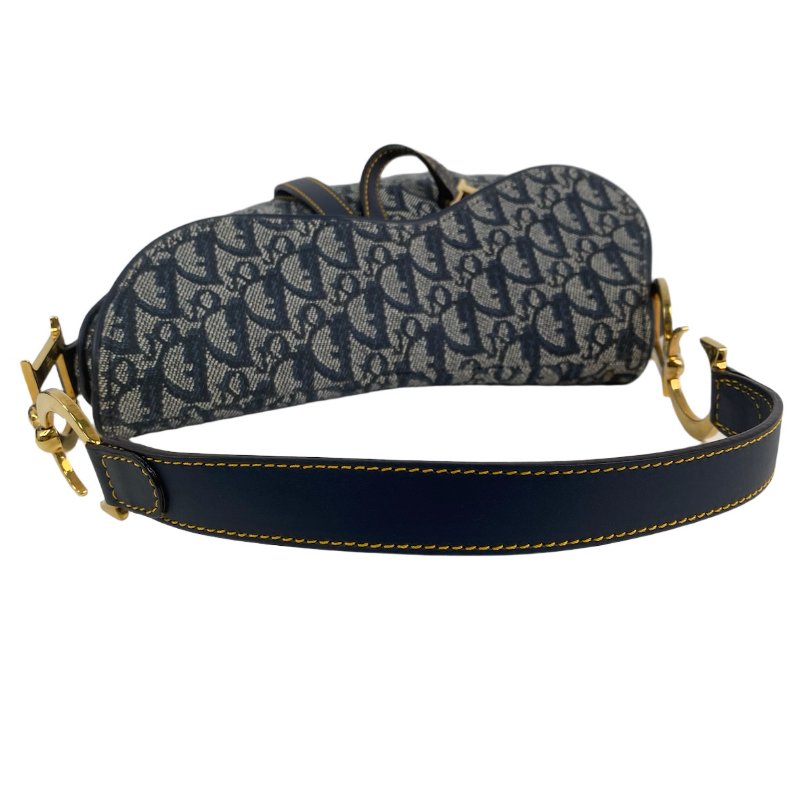 △ Christian Dior 迪奧 Navy Canvas Saddle Hand Bag 深藍色帆布手袋 - 257014542-7