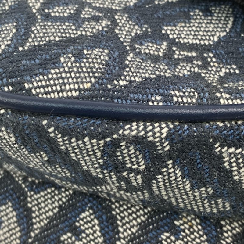 △ Christian Dior 迪奧 Navy Canvas Saddle Hand Bag 深藍色帆布手袋 - 257014542-11