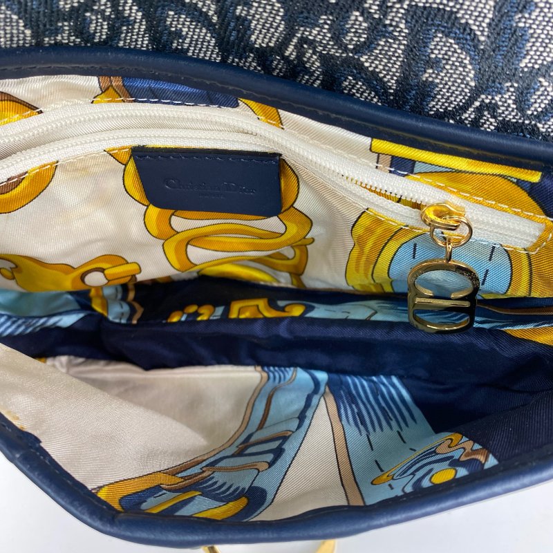 △ Christian Dior 迪奧 Navy Canvas Saddle Hand Bag 深藍色帆布手袋 - 257014542-14