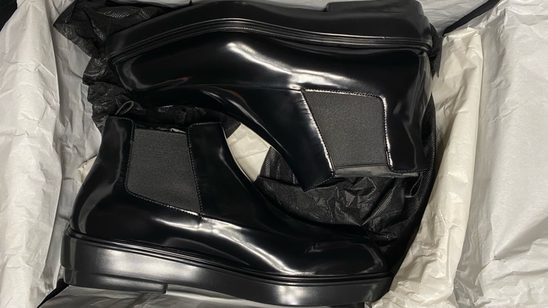 Prada square toe leather chelsea boots 切爾西 方頭 皮鞋 黑色 UK6.5 42-8