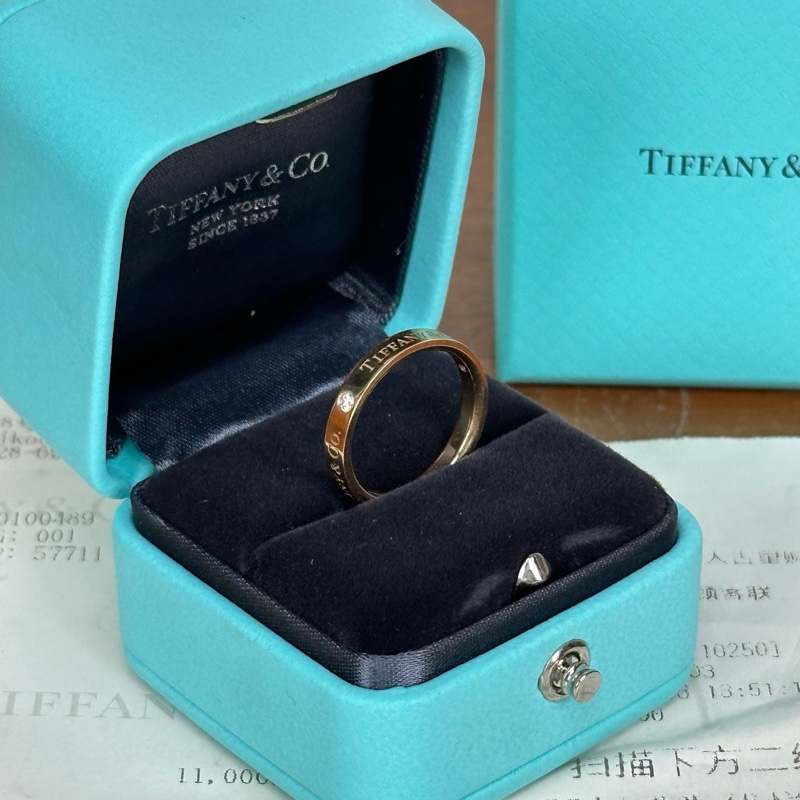 蒂芙尼Tiffany & Co系列寬版玫瑰金三鑽3鑽戒指歐碼50號 港碼11號-2
