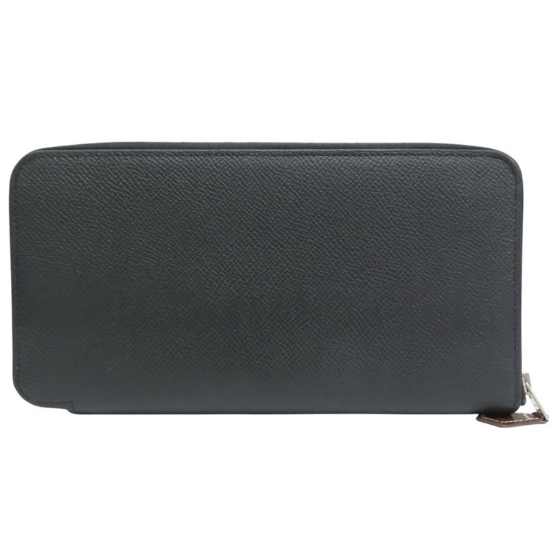 黑色 Epsom牛皮 絲巾 拉鍊長夾 A刻-1